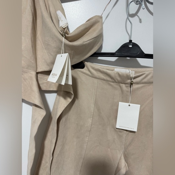 MISHA Dana Suede Top & Panette Pants Set in Buff, Size US 8, NWT - Picture 3 of 9